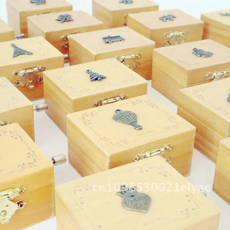 

Vintage small patch music box, metal wooden hand cranked music box, cute gift, student gift