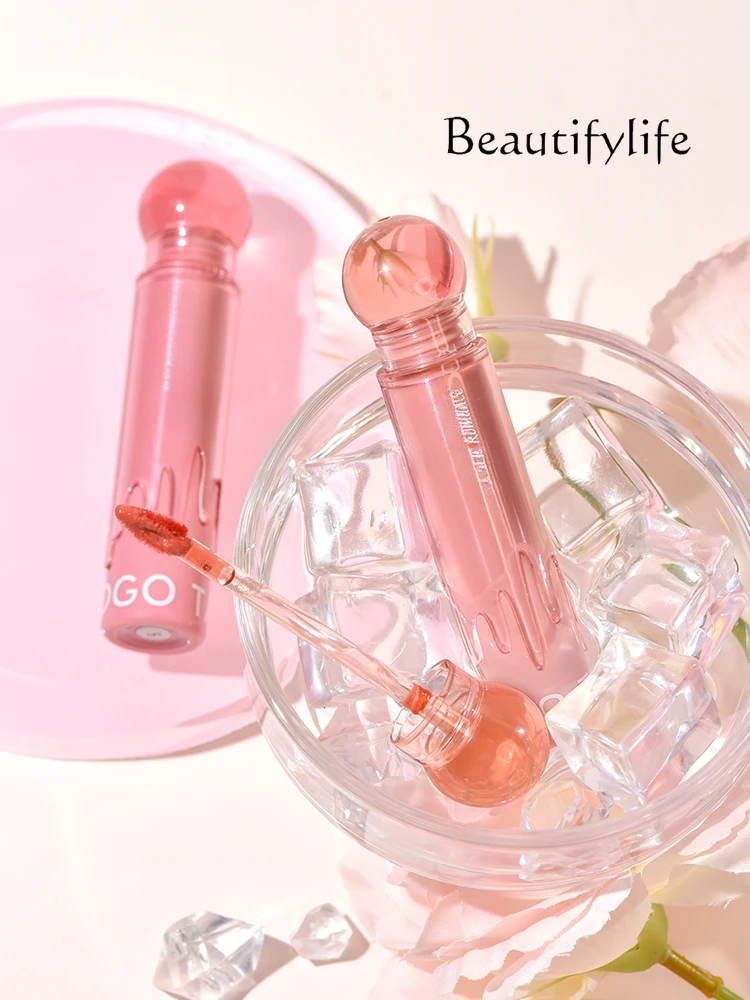 Light luxury small powder ball water light mirror lip glaze is naturally not easy to stick to the cup lip gloss lipstick daily