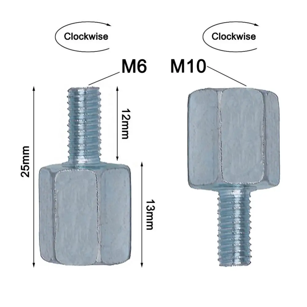 Clockwise 10mm to 6mm Scooter Motorcycle Rear Mirror Adapters  Bolt Screw Thread Conversion Bolt Bicycle Motorbike Mirror Screw