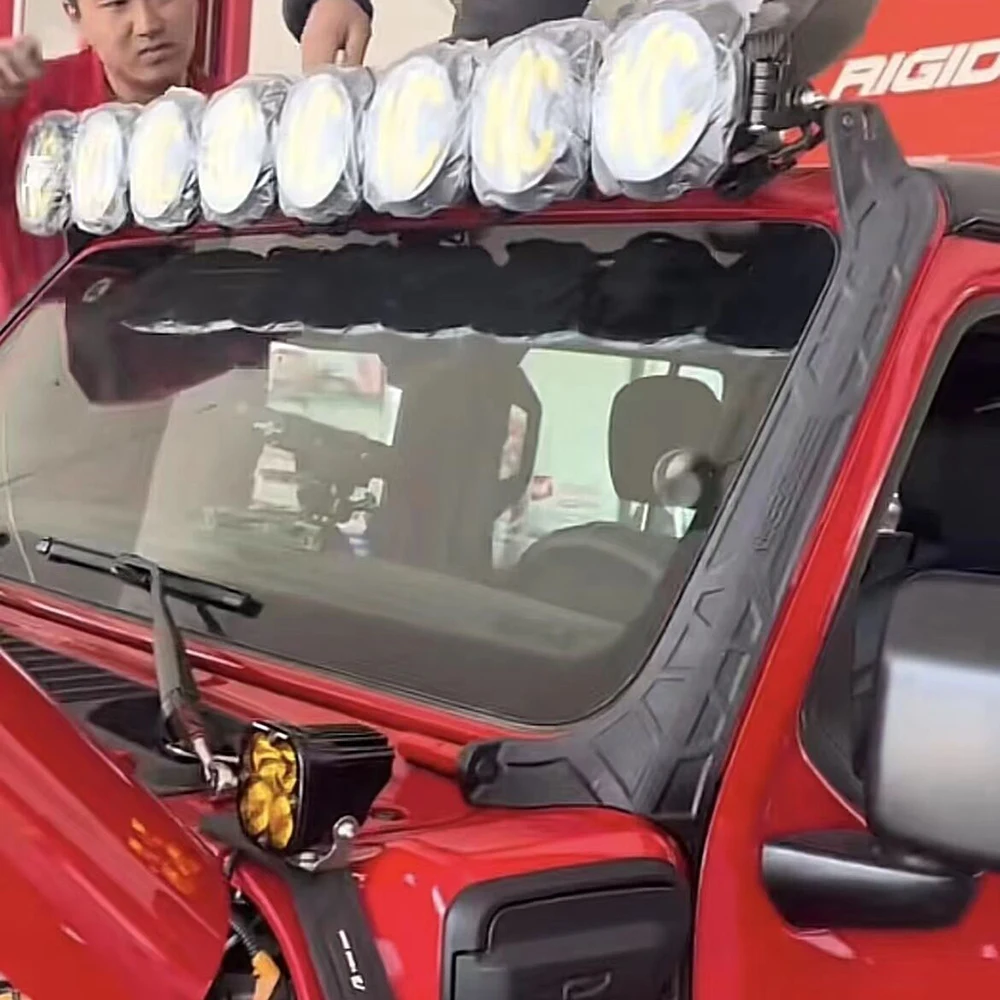 52-Inch Light Bar Mounting Brackets for Jeep Wrangler JL 4xe 2021-2026, Aluminum Windshield Overhead Mount, No Drilling Offroad