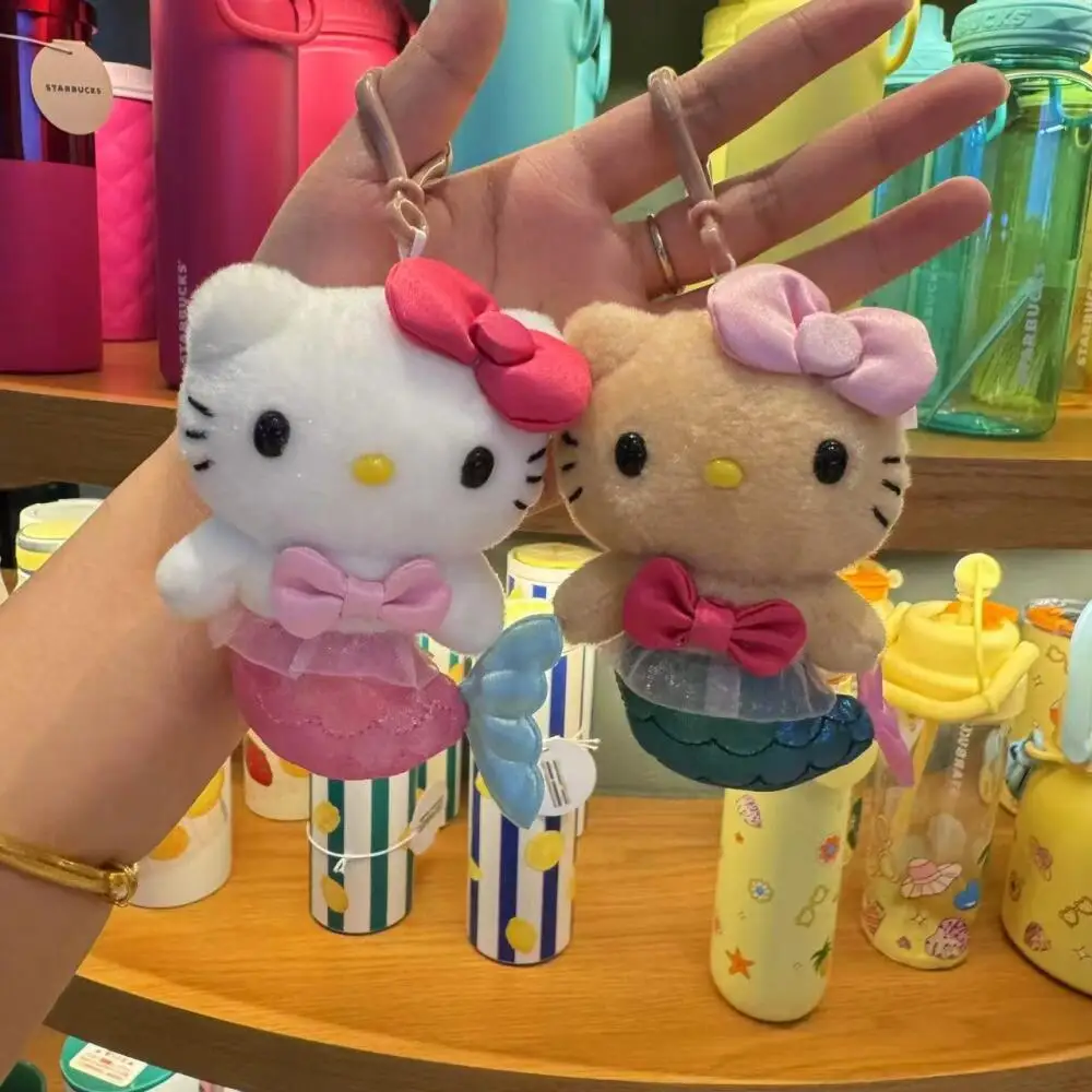 Sanrio American Version of The Black Skin Mermaid Hello Kitty Doll Hanging Keychain Kitty Cat Bag Accessories Cute Stuffed Toy