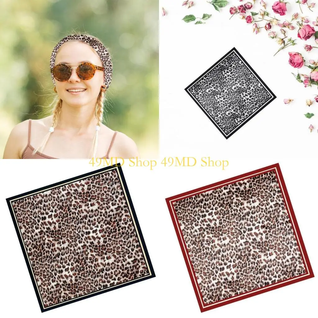 

49MD Женский шейный шарф Модный шарф с леопардовым узором Мягкий и удобный головной платок