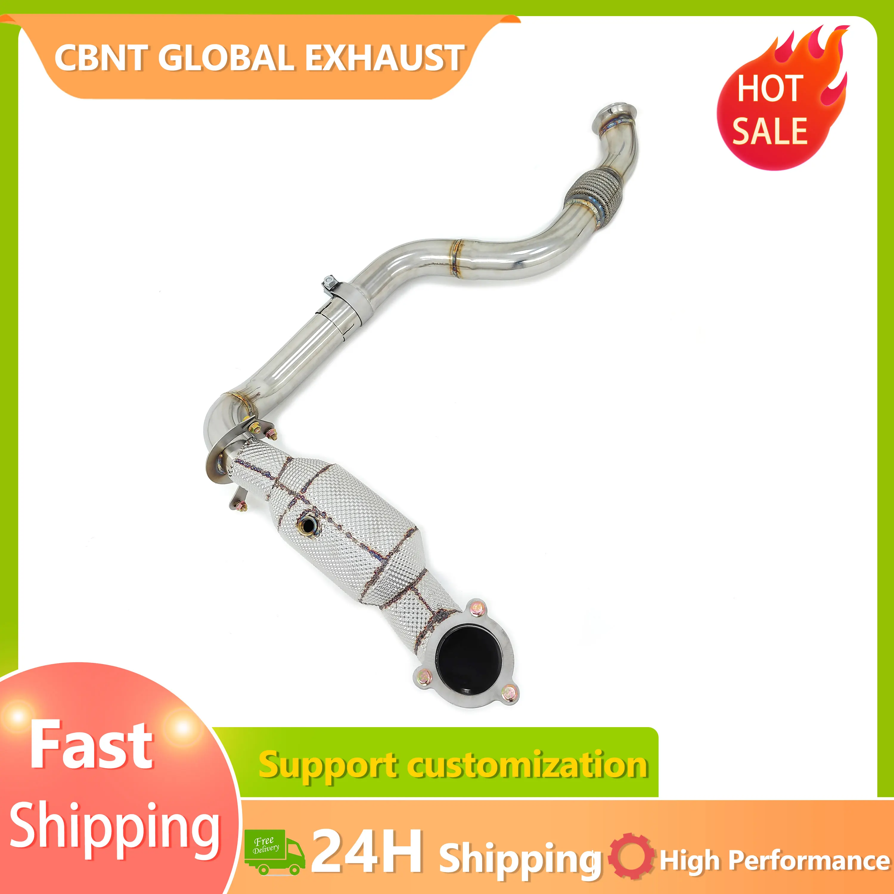 

CBNT Racing Downpipe for Mercedes Benz A180 A200 A260 AMG W176 2.0T High Flow Exhaust Pipes with Heat Shield Easy to Install