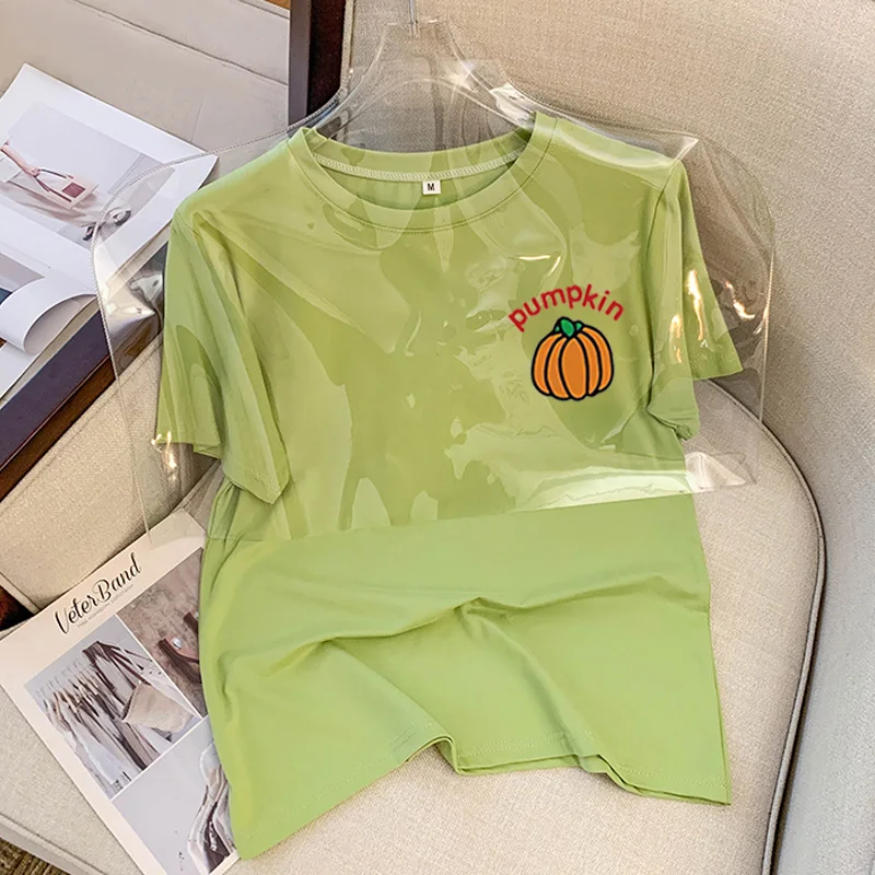 

Женская футболка с коротким рукавом и принтом, летние свободные топы большого размера, новинка 2025 года, повседневные футболки с круглым вырезом, модная уличная одежда, универсальная