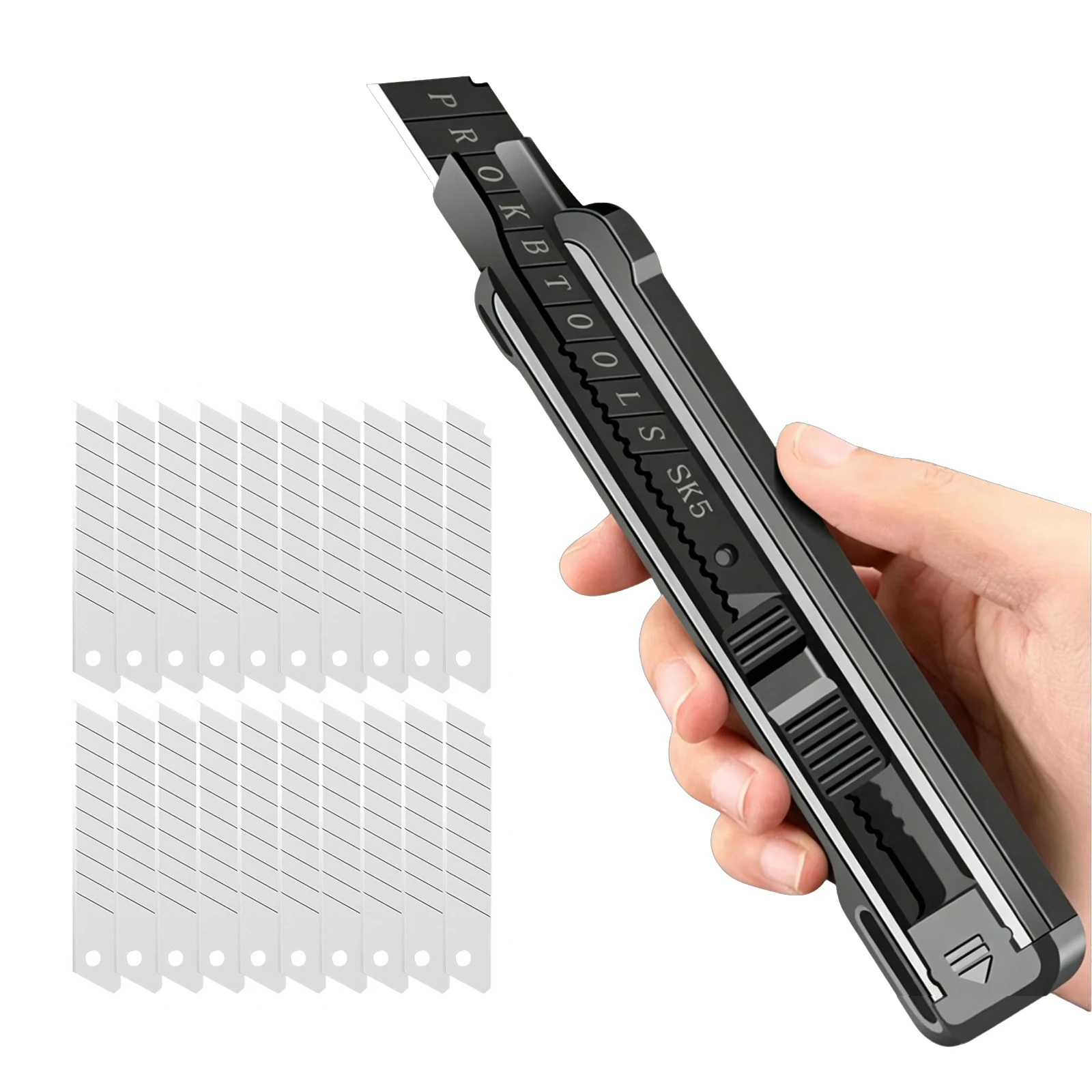 Heavy Duty Utility Knife SK5 Retractable Box Cutter With Blade Storage And Snap-off Blade for Carton Leather Plastic Cutting