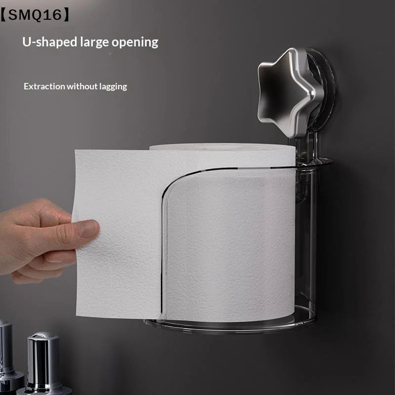 Transparent Suction Cup Tissue Holder Cute Star Design No Drilling Large Capacity For Bathroom And Kitchen Use【SMQ】