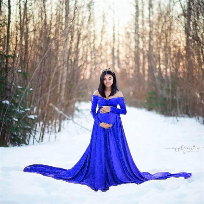 2026 New Pregnancy Gown Sexy Maternity Dresses Photoshoot Long Sleeve  Pregnant Women Dress Photography Props Loose Clothing view 3