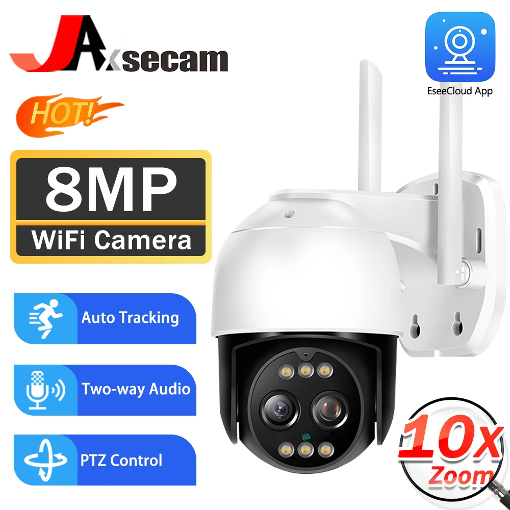 

8MP 4K PTZ Wifi IP Camera Cloud 10X Digital PTZ Zoom CCTV Security Camera Outdoor AI Human Detect Auto Tracking Wireless Camera