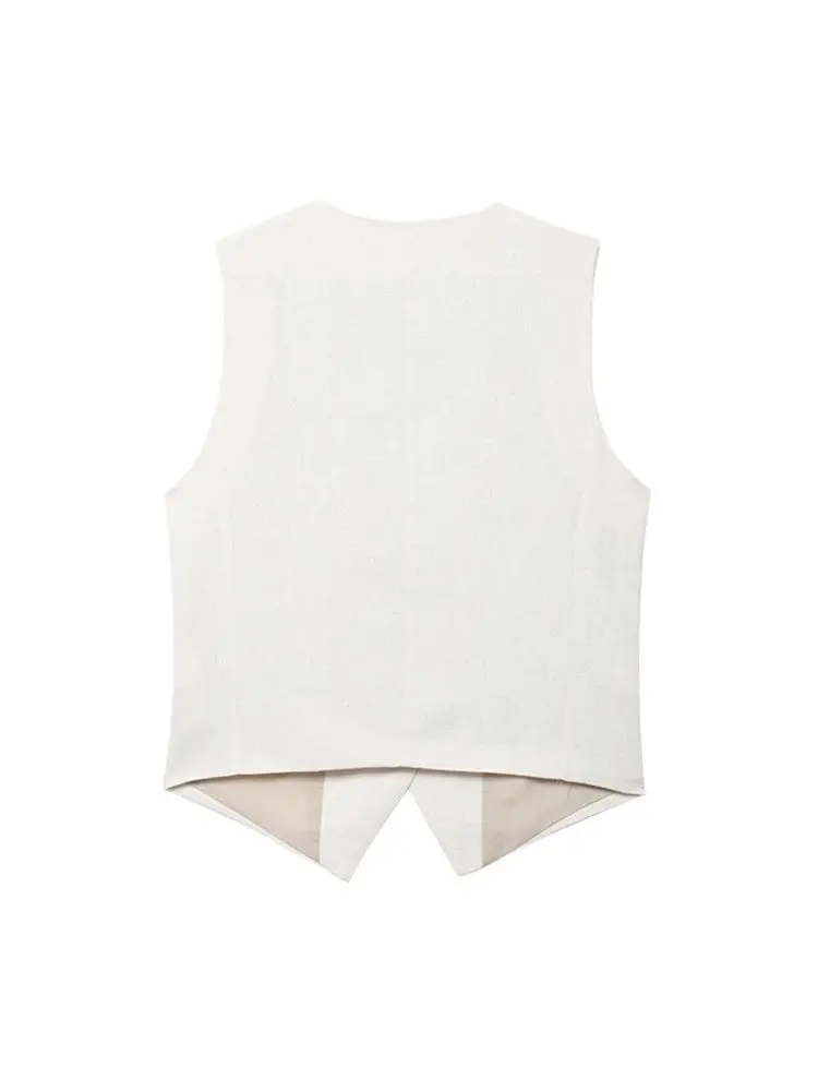 Women\'s Front Button Linen Waistcoat and High Waist Bermuda Shorts, Female Two Piece Sets, Fashion