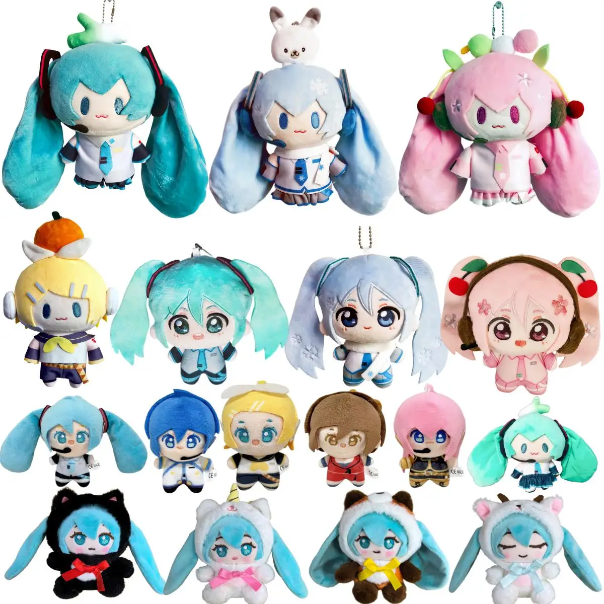 10-20CN Hatsune Miku Chokkorisan Plush Bag Keychain In Stock Anime Bag Accessory For Fans Rin Len Luka Meiko Kaito Key Chain