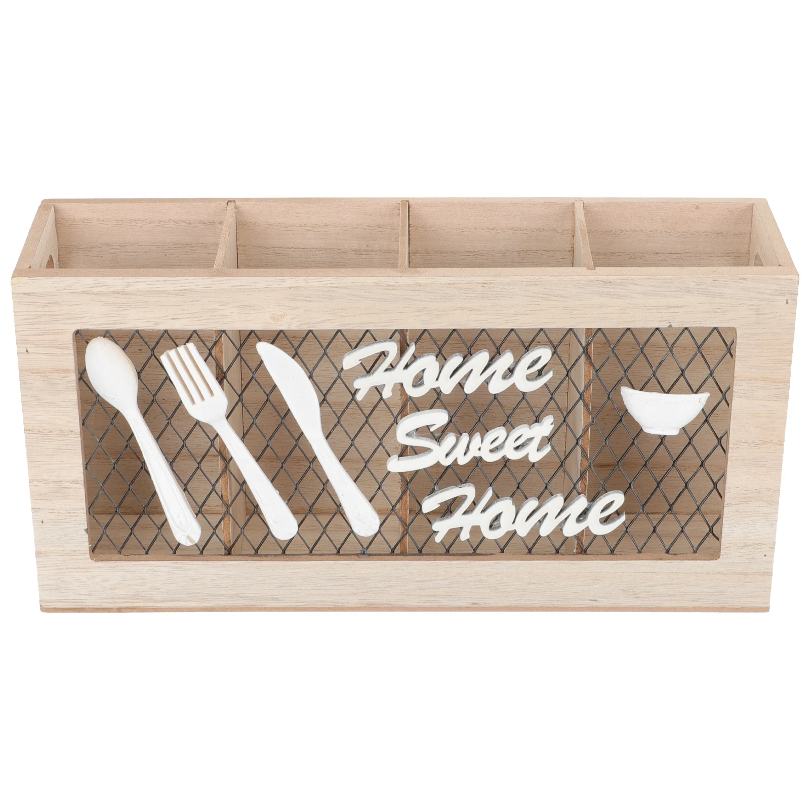 

4-Pack Wooden Kitchen Utensil Holder Rustic Style Cutlery Organizer Countertop Silverware Storage Holder Utensil Storage
