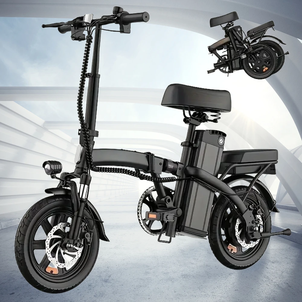 

14-дюймовые складные электрические мотоциклы, горный электронный велосипед для взрослых, пиковый мотор 400 Вт, электровелосипед 19,5 миль, 19 миль, 48 В, 10,3 Ач, электрический велосипед