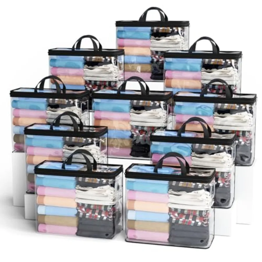 

Органайзеры для хранения под кроватью, 22 л, прозрачные сумки-органайзеры, контейнеры с прозрачной молнией, сумка для хранения в спальне для свитеров