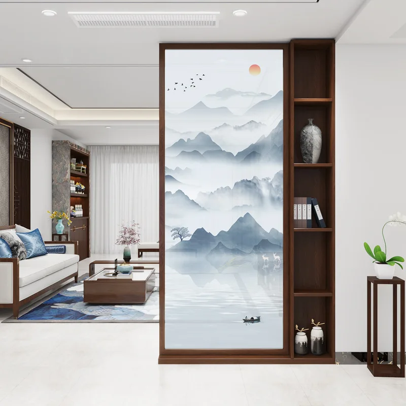 

New Chinese-style door entry screen partition living room 2024 new porch cabinet entrance door solid wood rack cover