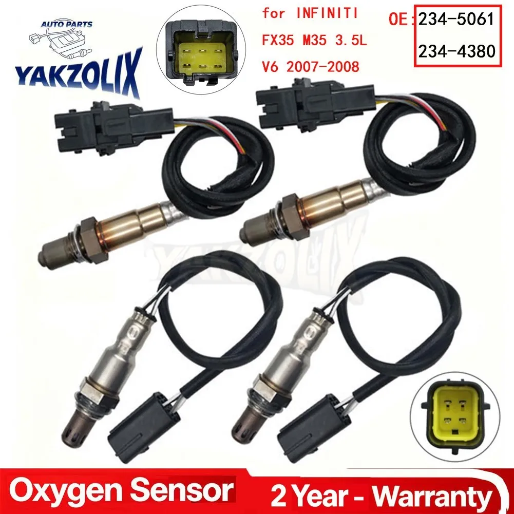 Oxygen O2 Sensor Upstream Downstream For Infiniti FX35 M35 3.5L V6 2007 2008 Front Rear 4 5 Wires Lambda 234-5061 234-4380