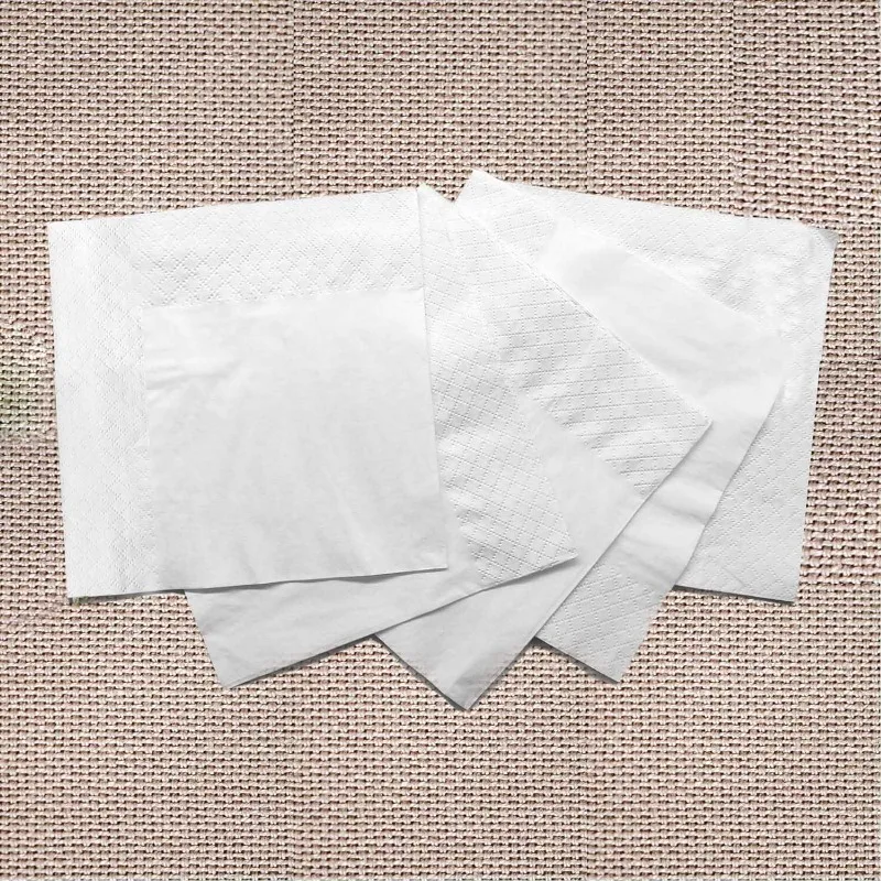 200 Count 2 Ply Plain White Beverage Napkins Disposable Four Fold 9.8