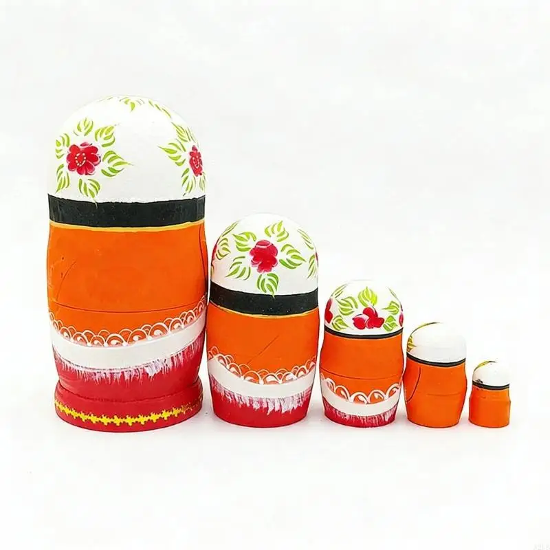 5 Layer HandPainted Russian Matryoshka Nesting Doll Wooden Stacking Toy For Kids A2UB