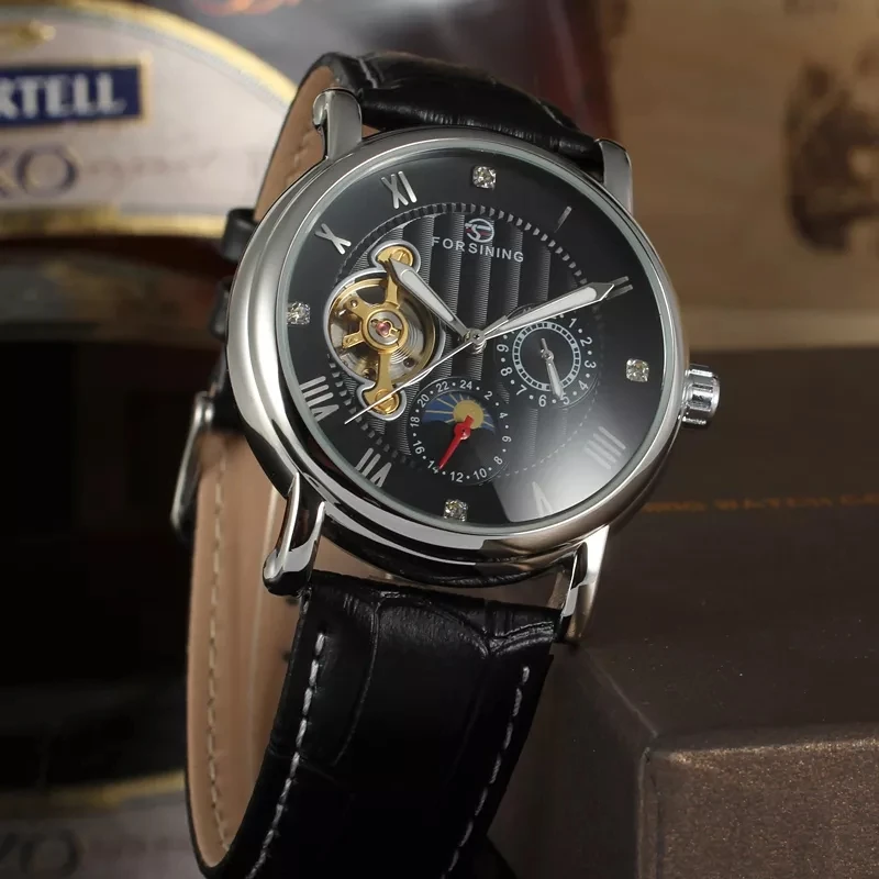 

FORSINING Men Watch Multifunction Hollow Automatic Mechanical Men's Watches Fashion Business Leather Man Wristwatch Reloj Hombre