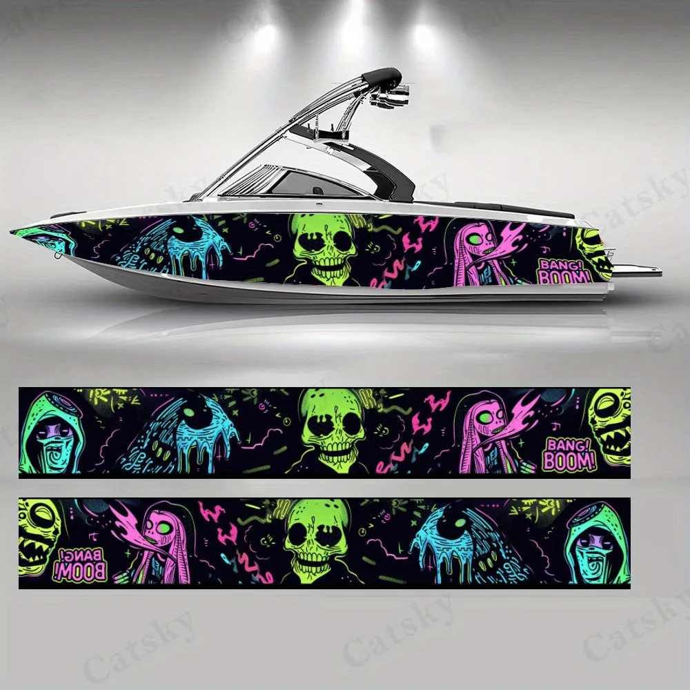 Strange Figure in Fluorescent Color  Boat sticker vinyl ship pontoon deck Boat fishing decorative pontoon boats decal