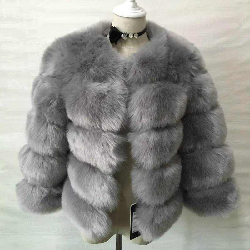 Faux Fox Fur Overcoat Coat Autumn Winter Fashion Imitation Fur Long Faux Fur Coat Women Jacket Coat Women's Short Long Sleeve