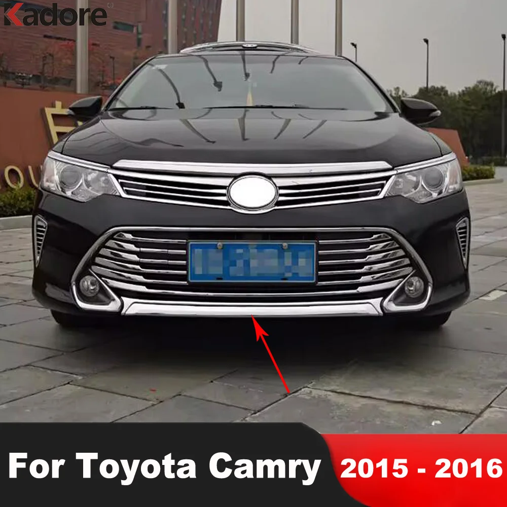 

Front Bottom Bumper Cover Trim For Toyota Camry 2015 2016 Chrome Car Head Lower Grille Molding Garnish Strip Accessories