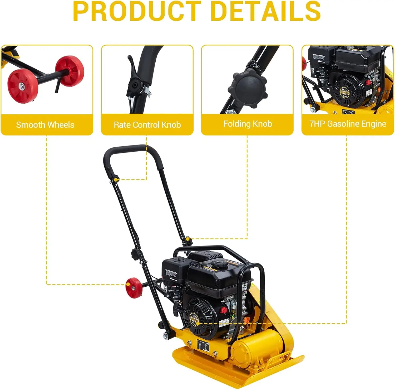 لوحة ضاغطة 7HP 212cc محرك الغاز 5,600 VPM 4200 رطل قوة الضاغطة الاهتزازية العبث للممرات الباحات رصف المناظر الطبيعية #6