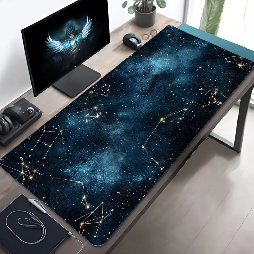 Large Mousepad Gold Constellation Starry Mousepads Keyboard Mat Deskpad Pc Game Desk Mats Cosmic Style Mouse Mats For Desktop