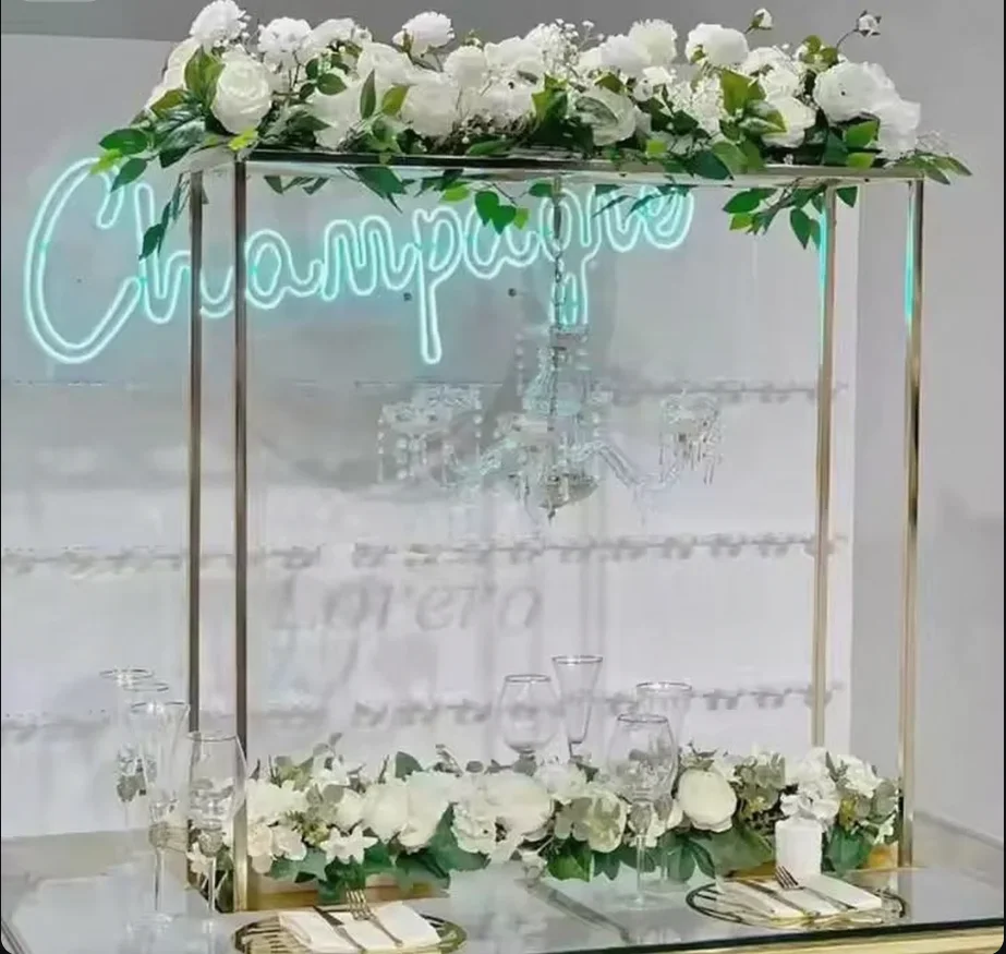 5 Stück Goldene Geometrische Blumenständer für Hochzeitstischdekorationen, Luxuriöse Geburtstagsparty-Deko, Eisenvase für Eventdekorationen – Detail 1