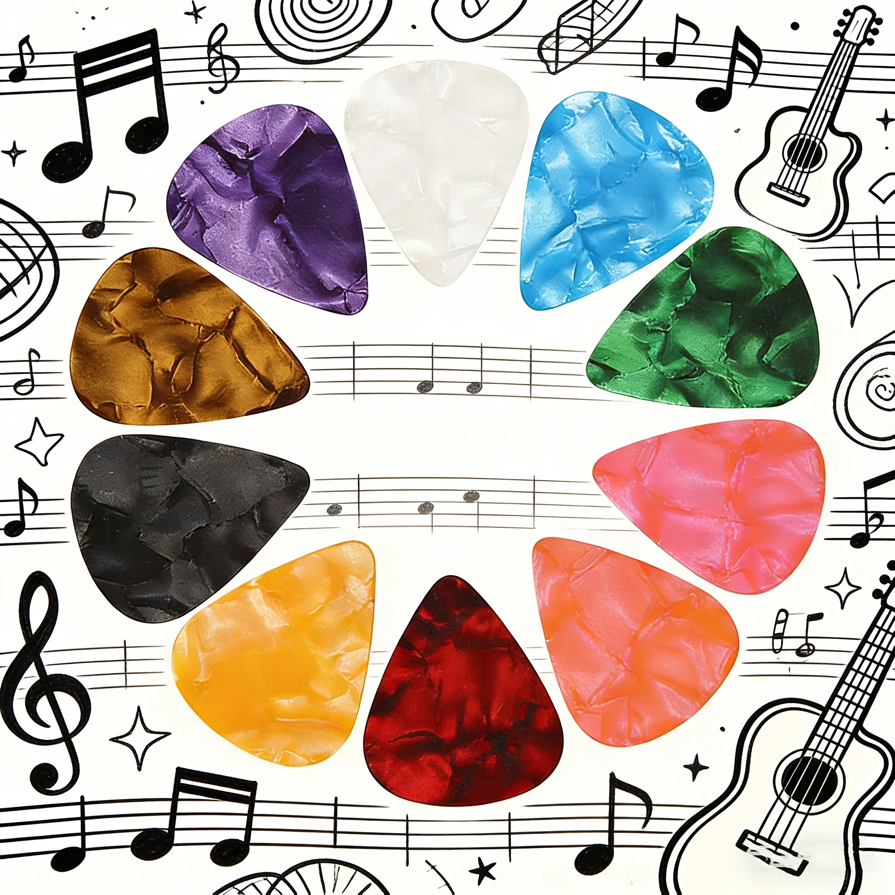 21 Pack Guitar Picks 3 Different Thickness Colorful Celluloid Guitar Picks Plectrums for Acoustic Guitar Electric Guitar Bass Uk