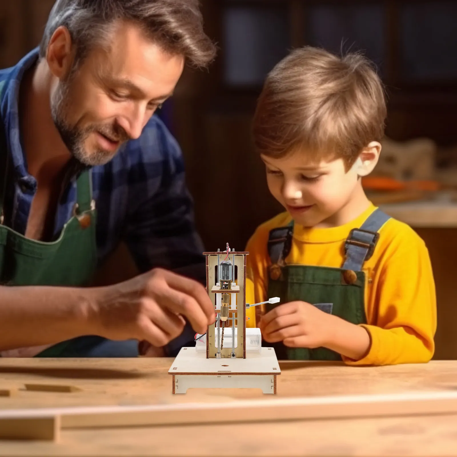 

1Set Mini Desk Bench Drill DIY Educational Science Project Kit Lightweight Precise Wood Plastic Mini Drill Press