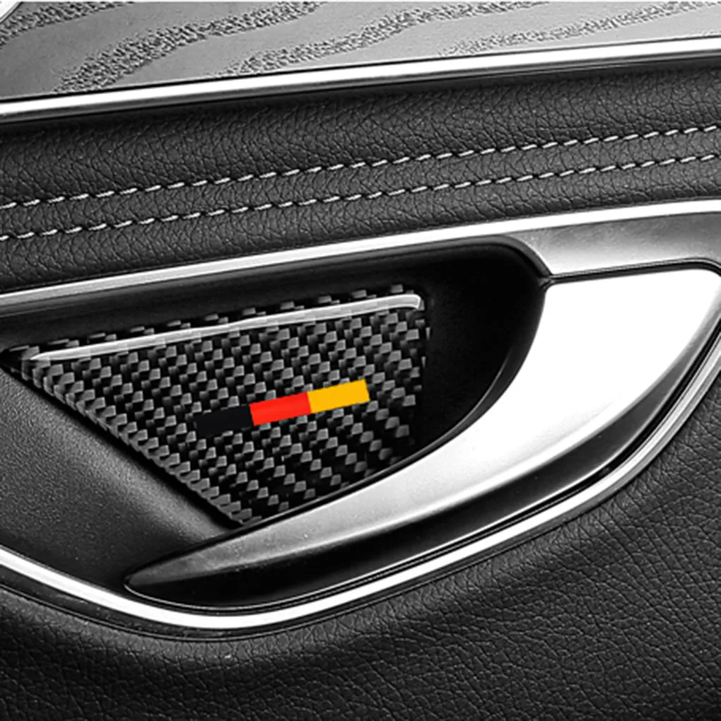 1 Set Carbon Fiber Car Interior Door Handle Bowl Stickers  C Class W205/C180/GLC