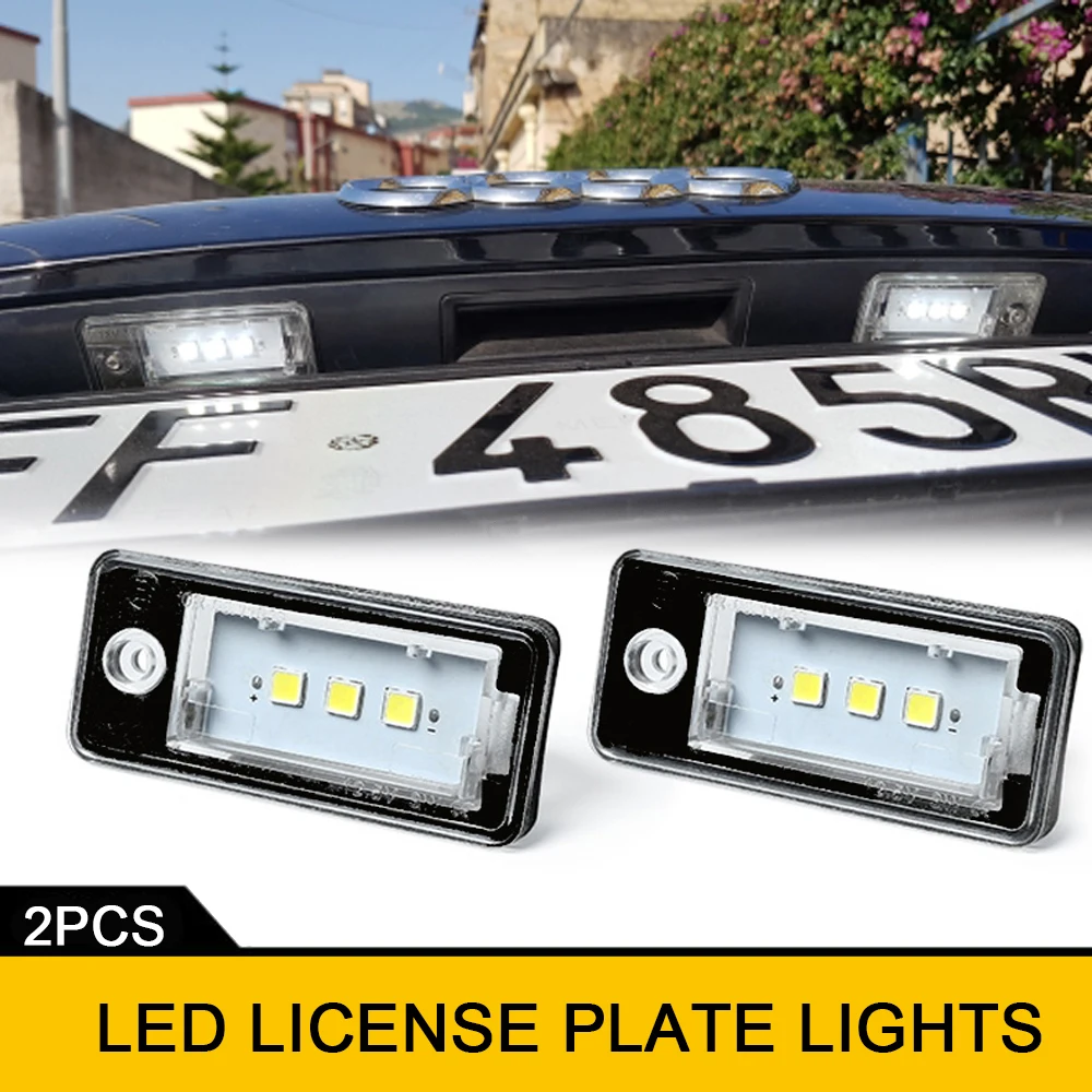 2Pcs White LED License Plate Reverse Light For Audi A3 Cabriolet S3 8P A4 S4 RS4 B6/B7 Sedan A5 Quattro A6 Quattro A8 Quattro Q7