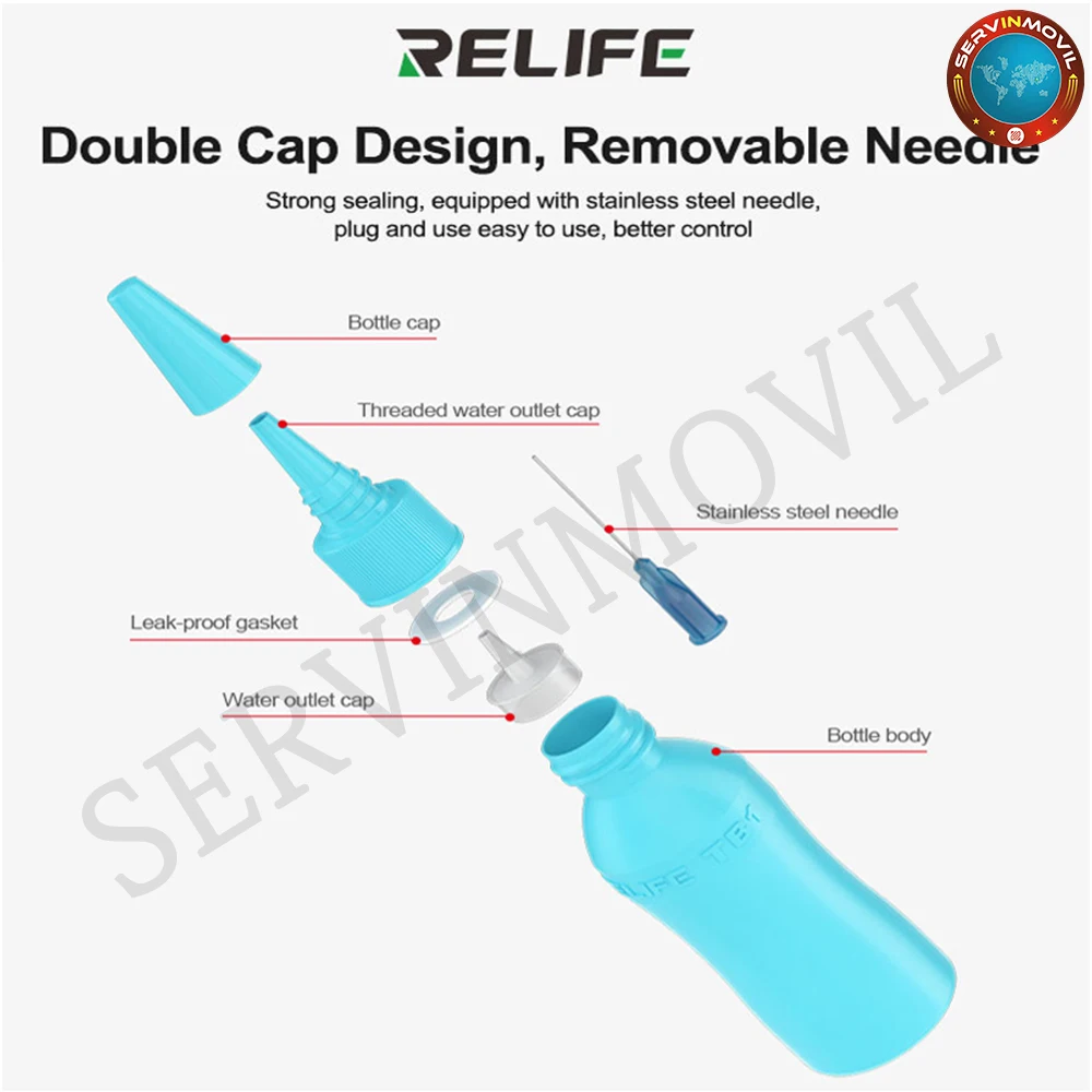 RELIFE TB1 50ML Anti-Static Solvent Bottle With Needle Tip Empty Liquid Alcohol Bottle for Phone PC PCB Repair Cleaning Tools