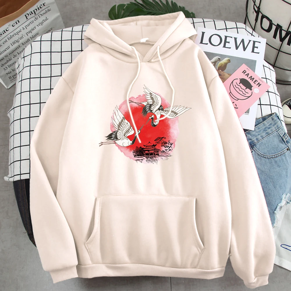 

Sunset Crane Antiquity Hoody Japanese Print Male Hoodies Street Casual Man Sweatshirts Comfortable Fashion Pullover For Men