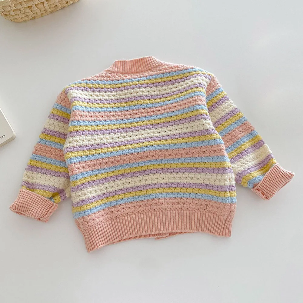 Girls Sweater Striped Casual Spring Autumn Childrens Boutique Clothing Princess Birthday Toddler Knitted Cardigan