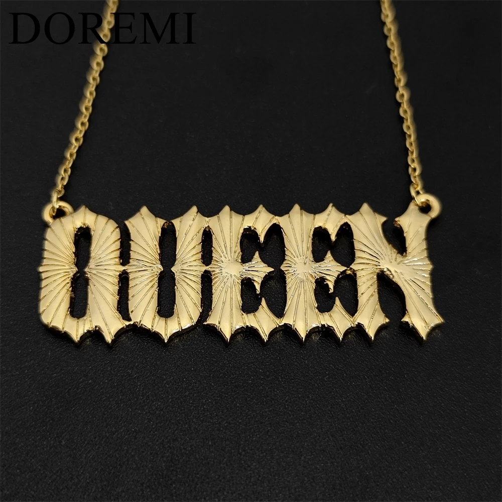 DOREMI 3D Custom Gold Plated Nameplate Personalized Necklaces Different Chains Big Pendant Ins Style Name Custom Necklace