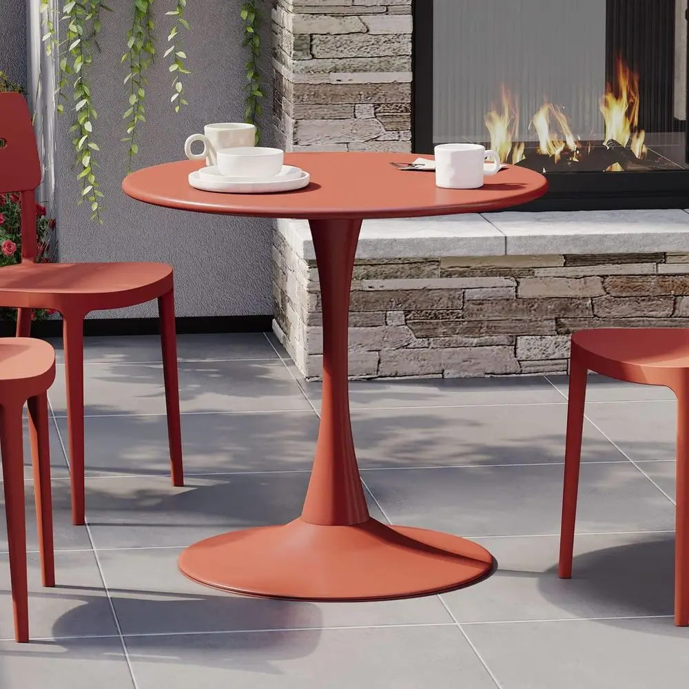 

Weatherproof Outdoor Dining Table, Patio Side Table, Red, Ideal for Backyard, Poolside, Deck, Porch, Lawn, and Garden
