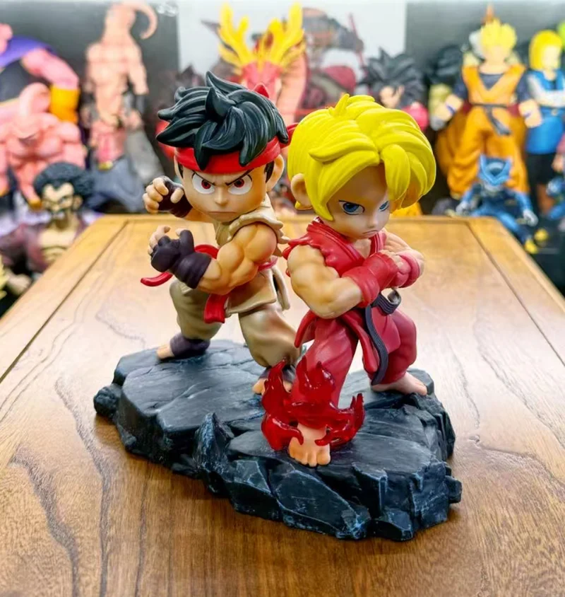 

15cm Street Fighter Ken & Ryu Chibi Style Anime Figure Collectible Statue Set Desktop Decoration Gift for Fans​​