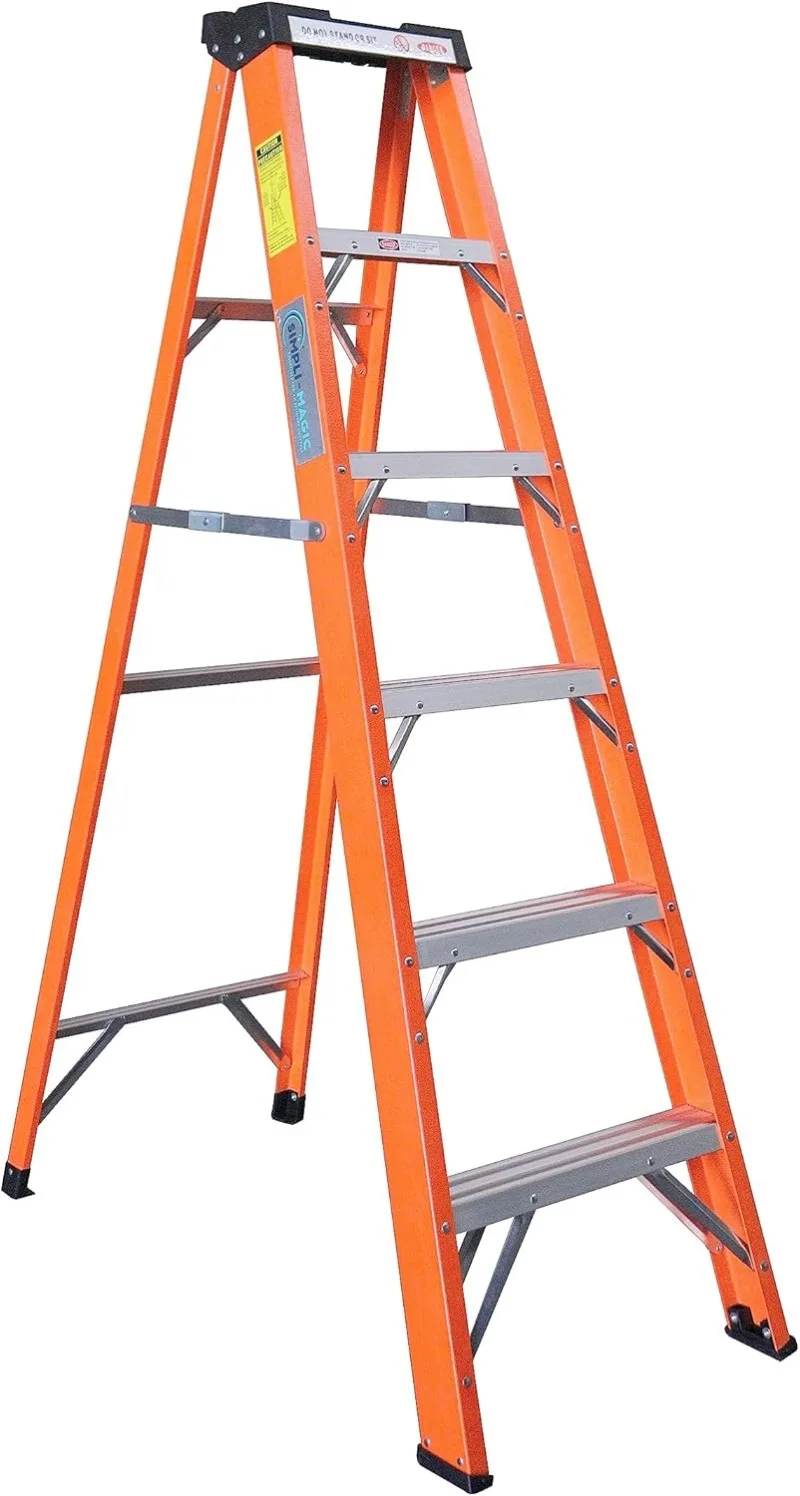 6-Foot Fiberglass Step Ladder, 250 Pound Capacity