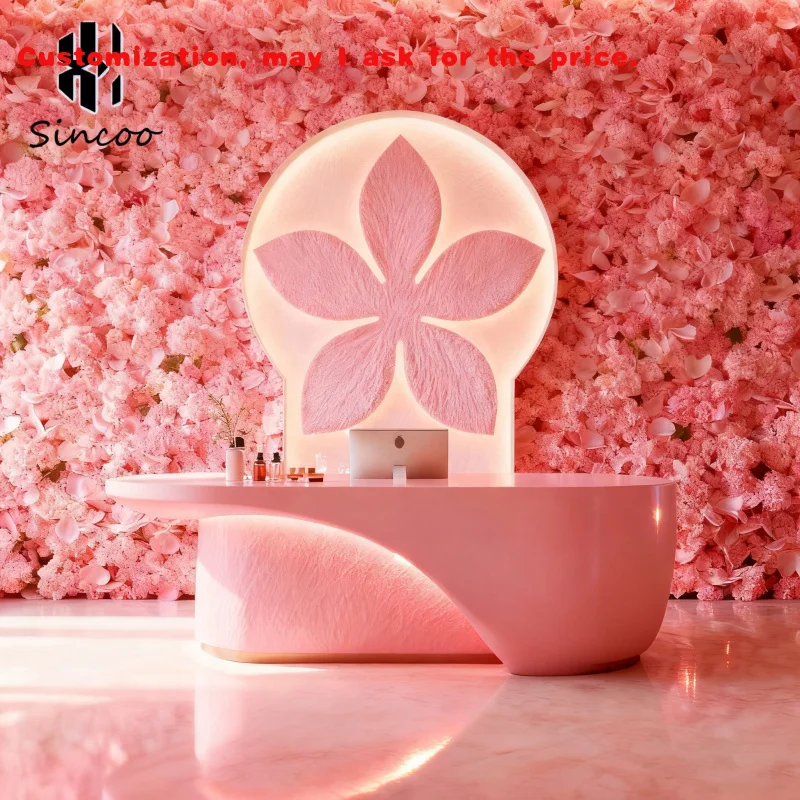 custom.High-end Simple Medical Beauty Salon Checkout Hairdressing Women Clothing Store Company Reception bar Design Customizatio