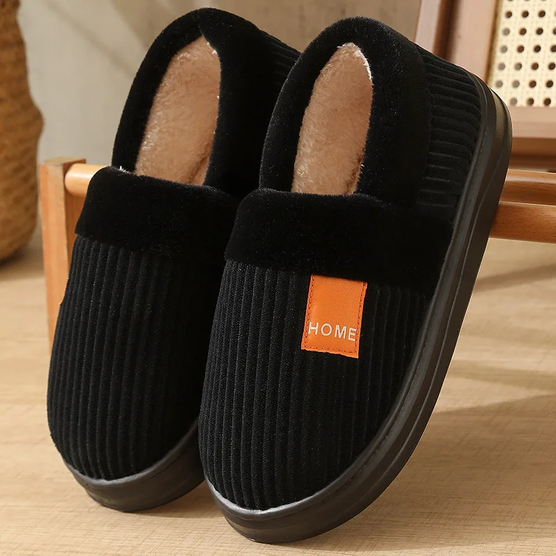 Herren-Winterhausschuhe in Übergröße, Warme Baumwoll-Pantoffeln mit Plüschfleece-Futter, Dicke Sohle, Rutschfeste Indoor-Schuhe – Detail 4