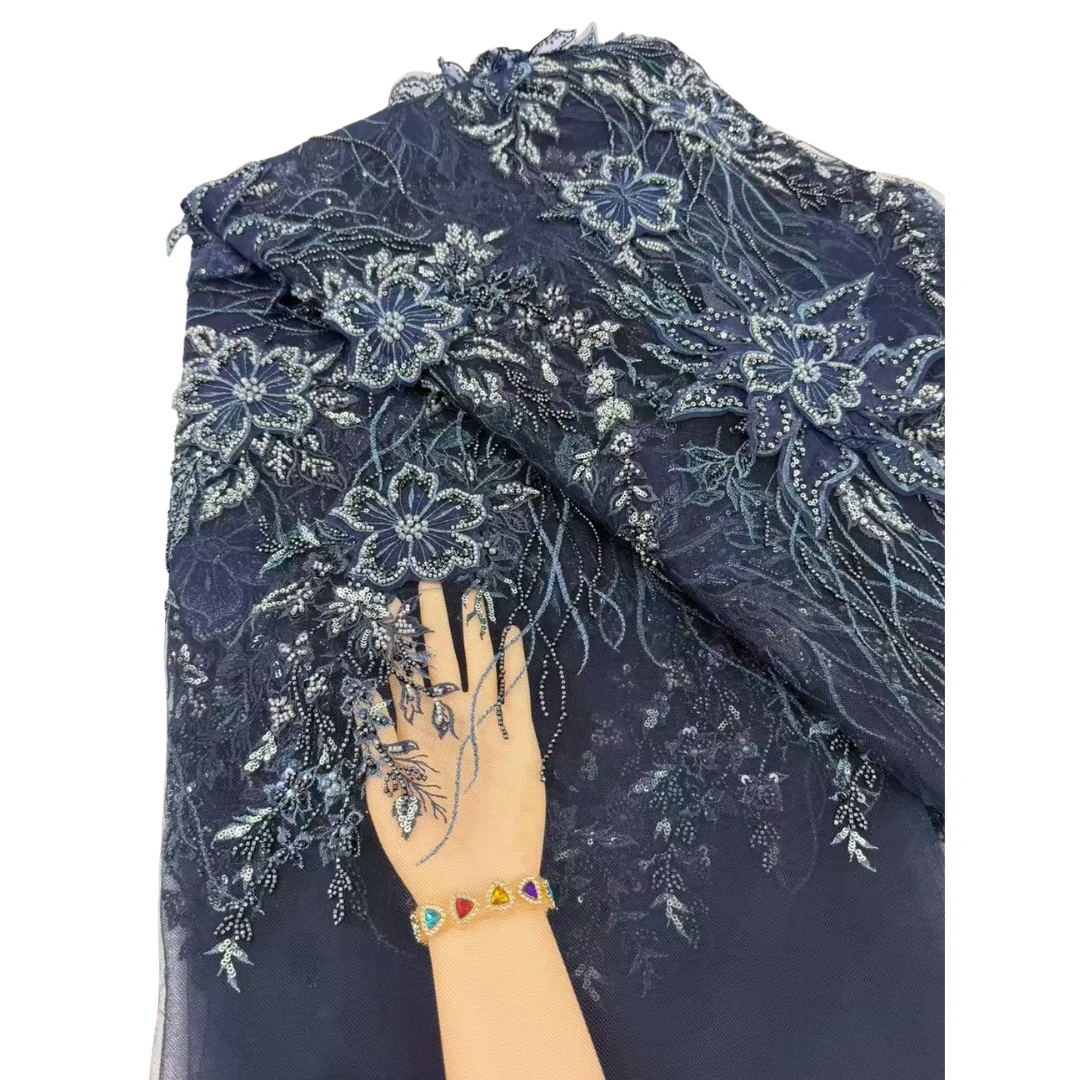ผ้าลูกไม้ดูไบสีแดงล่าสุด ปักลา - Crystal Mesh Fabric บทวิจารณ์และราคา