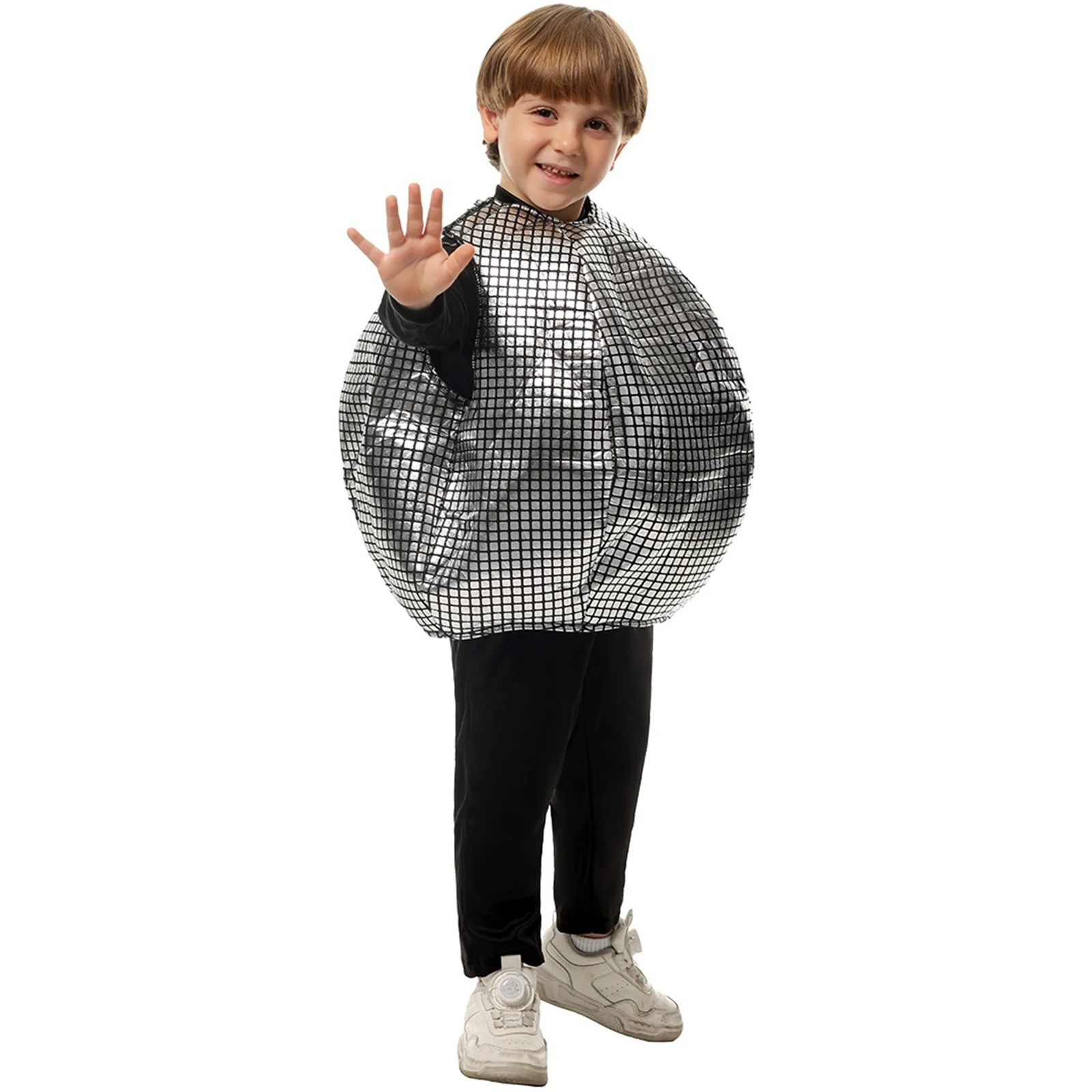 

Boys Kids 70s 80s Hippie Disco Retro Metallic Gloss Hip Hop Dancewear Outfits Shiny Metallic Outfit for Halloween