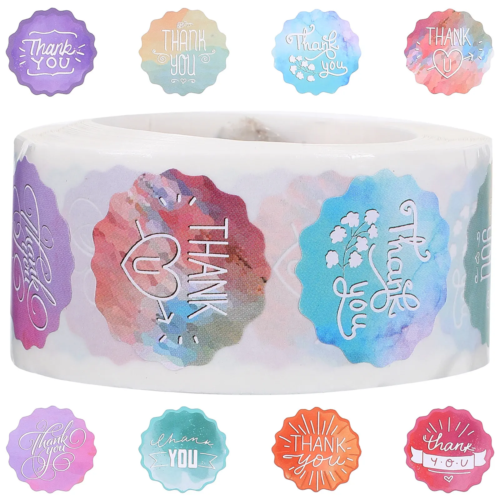 Snacks Food Labels - 1 Roll Self-Adhesive Thank You Stickers