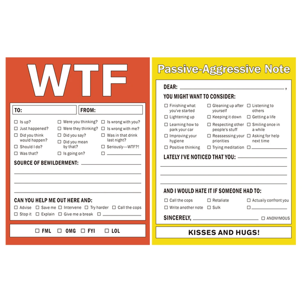 1 Pcs Wtf Work Notebook Praise Emotions and Checklist Notes 50 pages Interesting Notes Daily Plan To Do List Notebook Humorous