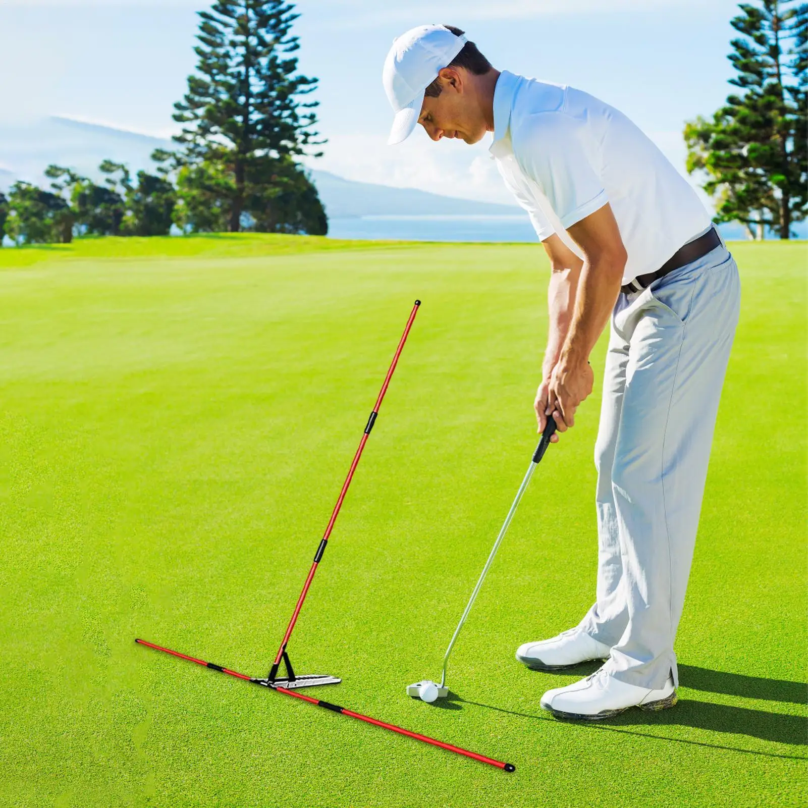 Golf Stick 7-level Portable Adjustable Angle Sports Equipment Golf Training Aid For Practice Driving Range Indoor Home Backyard