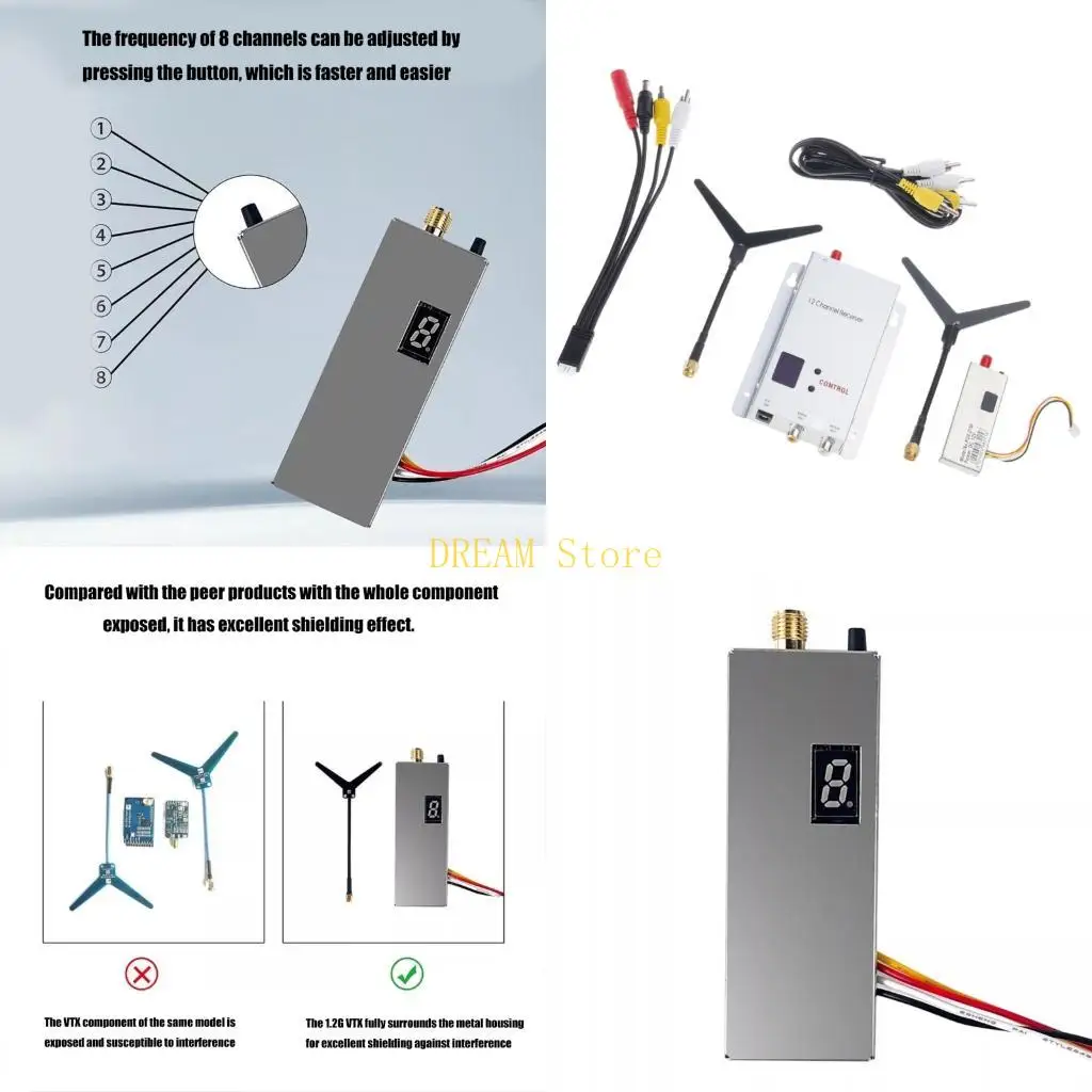 

Видеопередатчик высокой мощности 1,2G 1,3G 1,6 Вт, 8 каналов с/без приемника для самолетов с дистанционным управлением на 5 км,