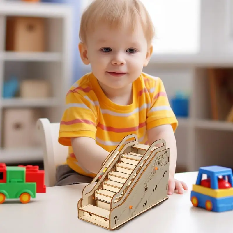 

Wooden Escalator Model Toy Handcraft Model Wooden Escalator Toy Handmade Scientific Experiments Device Smooth Construction Kit