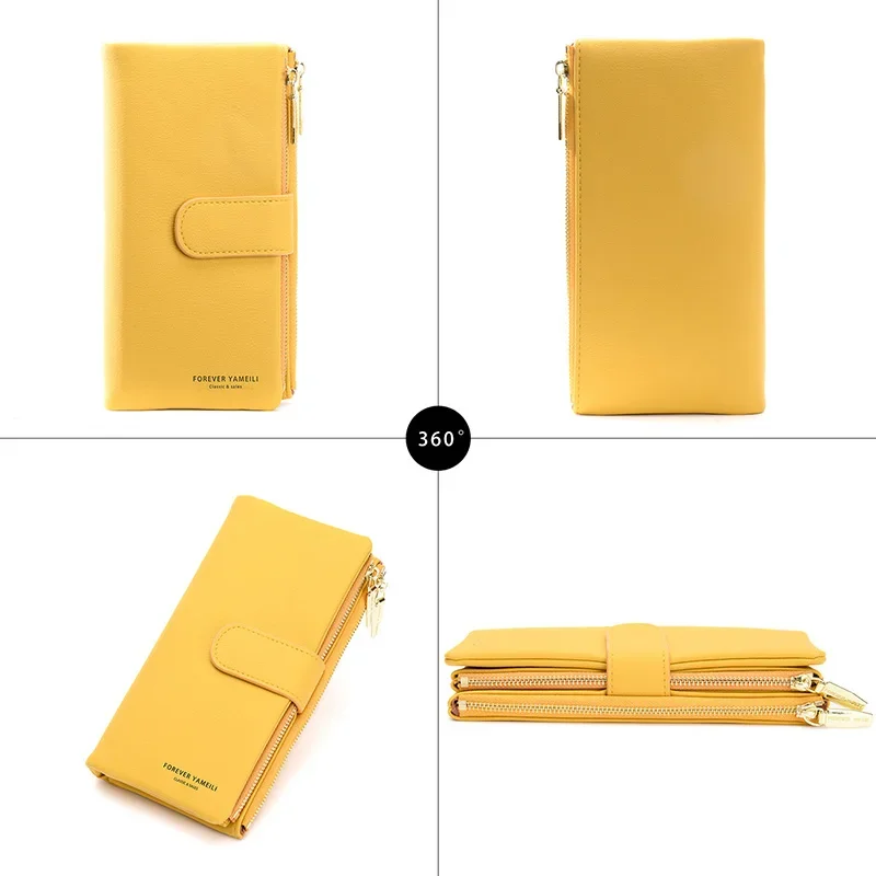 Women's Handbag Medium Length Wallet Multi Card Holders Zipper PU Mobile Phone Small Bag Purse Case Solid Color Fashion Wallets