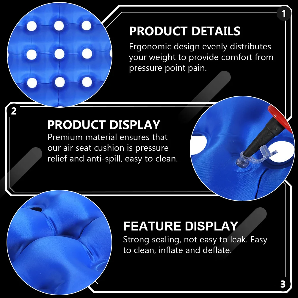 

1 set Air Inflatable Seat Cushion Hollow Design For Pressure Relief Office Home Travel Wheelchair Anti-Decubitus Comfortable